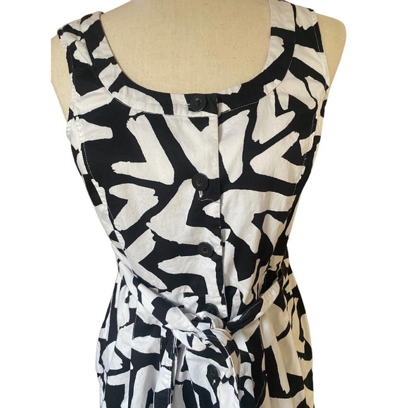 Alfani Black White Dress Button Front Midi Petite 10 Petite Sleeveless Fits 6 M - Picture 2 of 4